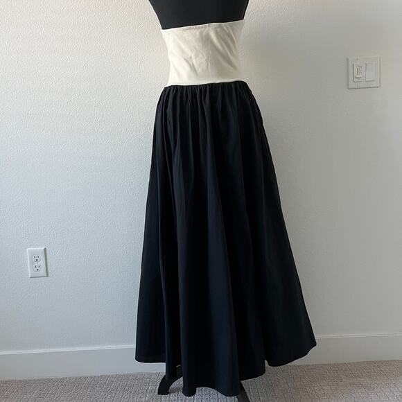 J Crew Strapless Mixy Dress Medium Natural Black Pockets Flaw - Picture 3 of 10